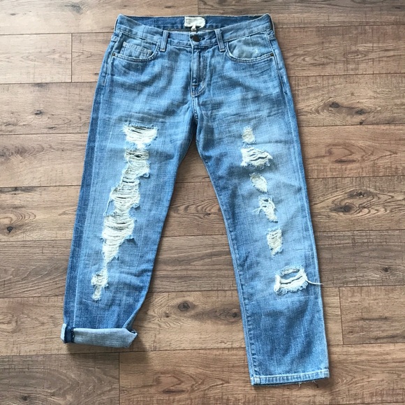 Current/Elliott Denim - Current Elliot Boyfriend Jeans Tattered Destroyed